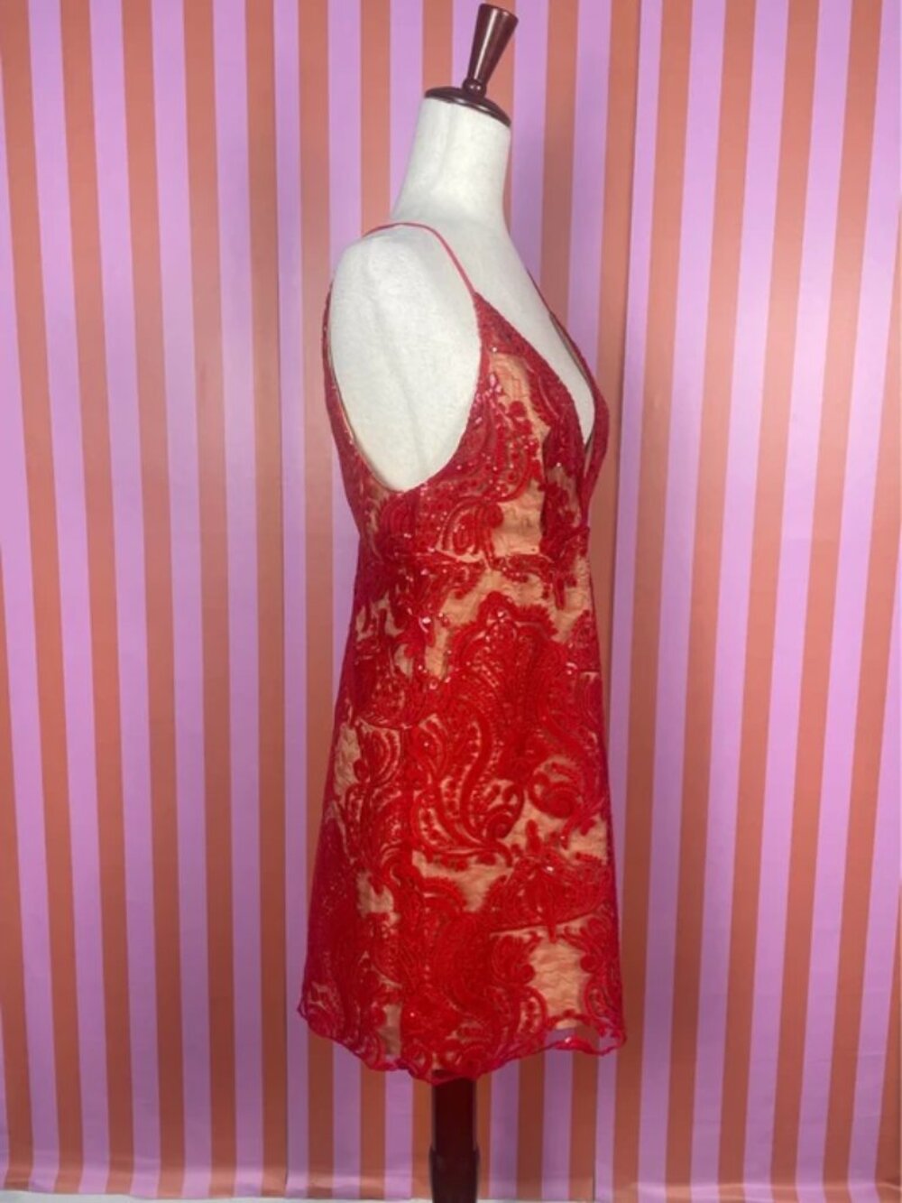 Free people night shimmers red sequin mini dress - Picture 4 of 5